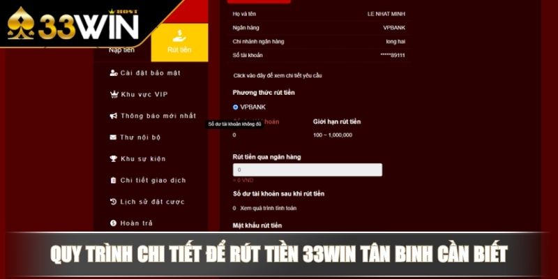 Rút Tiền 33WIN Bảo Mật An Toàn Và Nhanh Chóng Nhận Thưởng 3 Quy trình chi tiết để rút tiền 33WIN tân binh cần biết