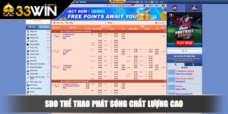 SBO Thể Thao Lựa Chọn Cá Cược Hàng Đầu Cho Người Mới 3 SBO Thể Thao phát sóng chất lượng cao